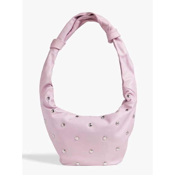 Maje Bow Knotted Studded Leather Bag in Lavender - Picture 2 of 11
